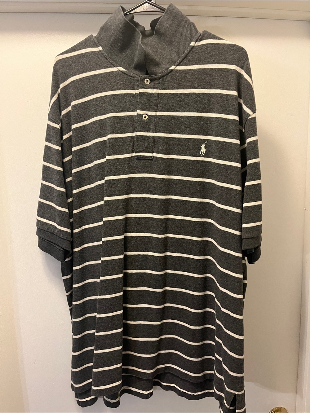 Ralph Lauren Gray and White Striped Polo Shirt